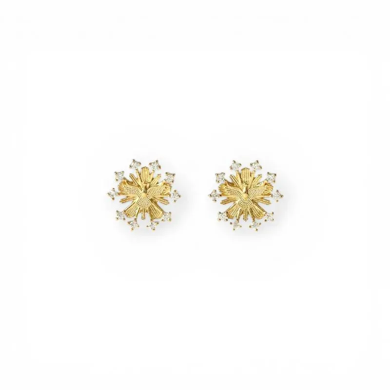 Brinco Espirito Santo Banhado a Ouro 18k com Zircônias