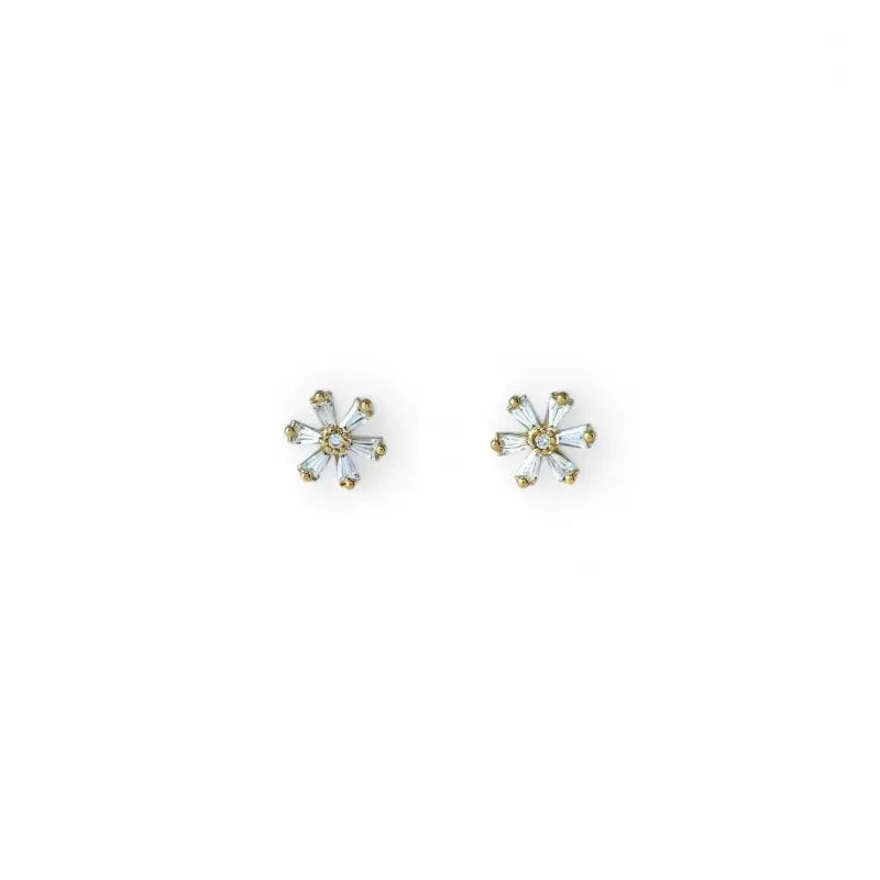 Brinco Flor Banhado a Ouro 18k com Zircônias