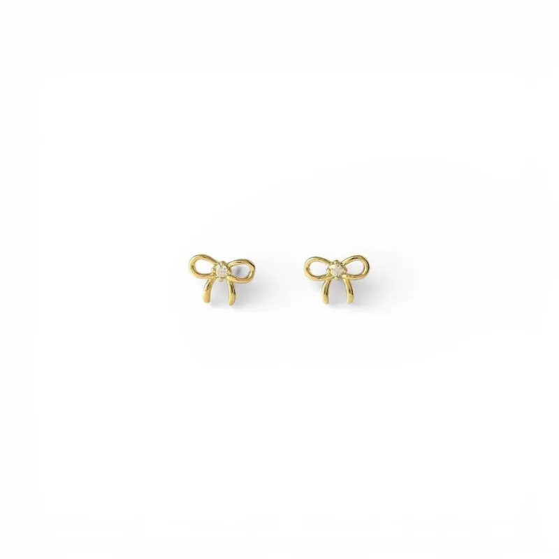 Brinco Laço Banhado a Ouro 18k com Zircônia