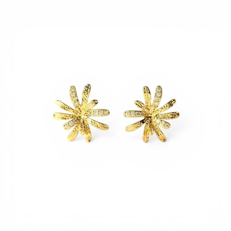 Brinco Orgânico Flor com Zircônias