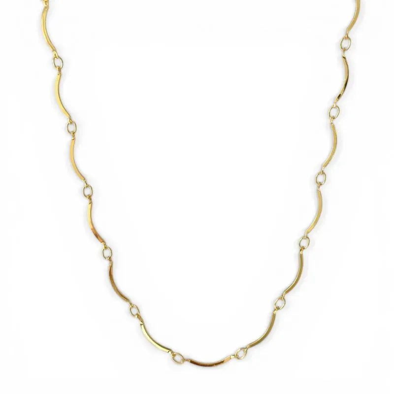 Colar Choker Fio Elos Ondulados Banhado a Ouro 18k