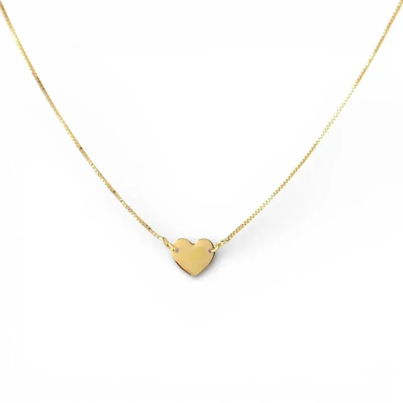Colar com 1 Coração Liso Banhado a Ouro 18k