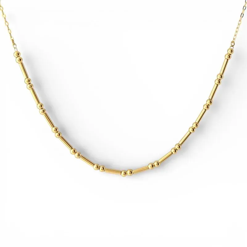 Colar com Bolinhas e Tubinhos Banhado a Ouro 18k - 42cm