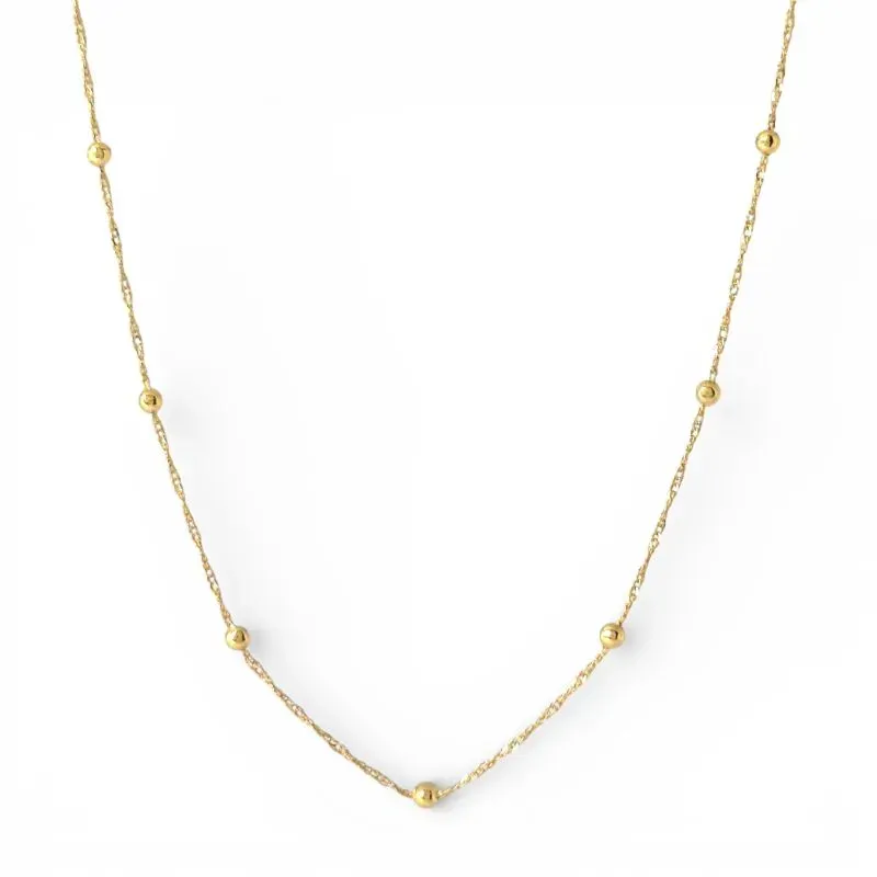 Colar Singapura com Bolinhas Banhado a Ouro 18k - 43cm