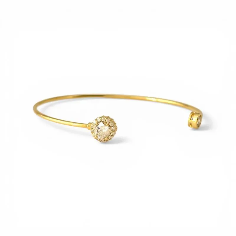 Pulseira Bracelete Aberto Banhado a Ouro 18k com Zircônias