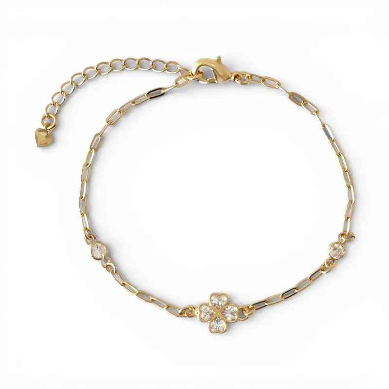 Pulseira Trevo Banhada a Ouro 18k com Zircônias