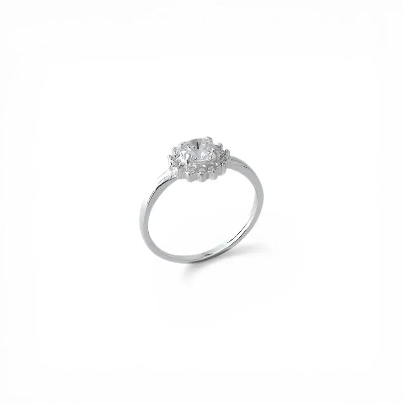 Anel de Flor Prata 925 com Zircônia