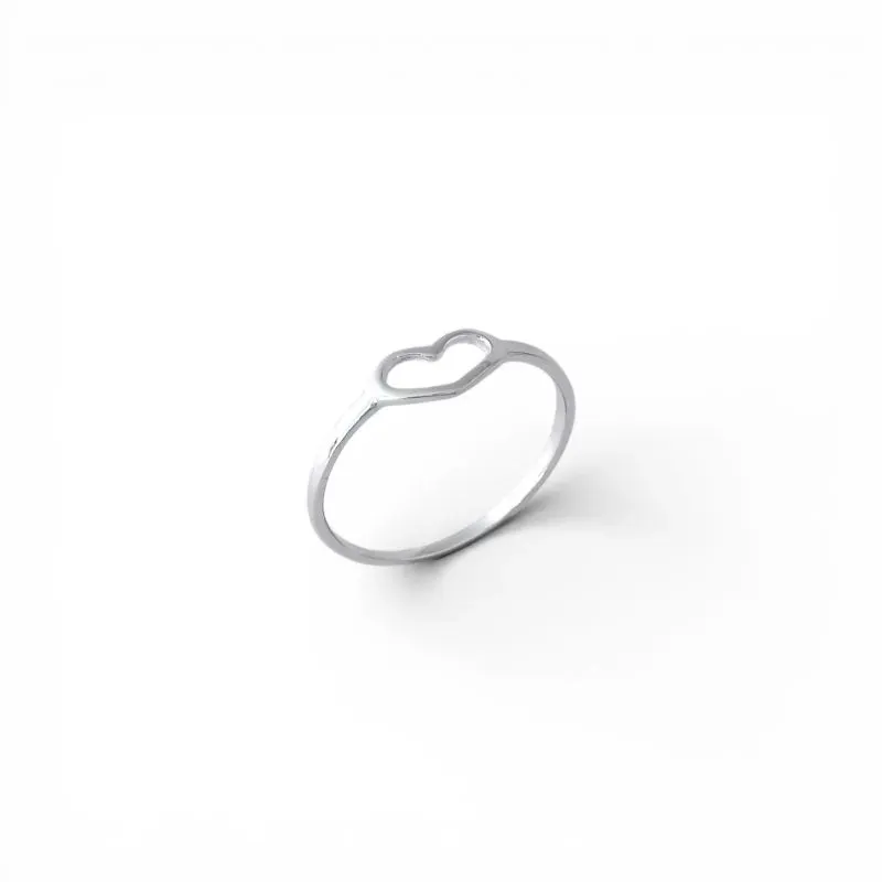 Anel de Coração em Prata 925 Vazado -Tam21
