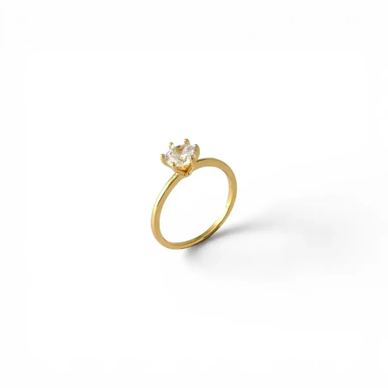 Anel Solitário Banhado a Ouro 18k com Zircônia