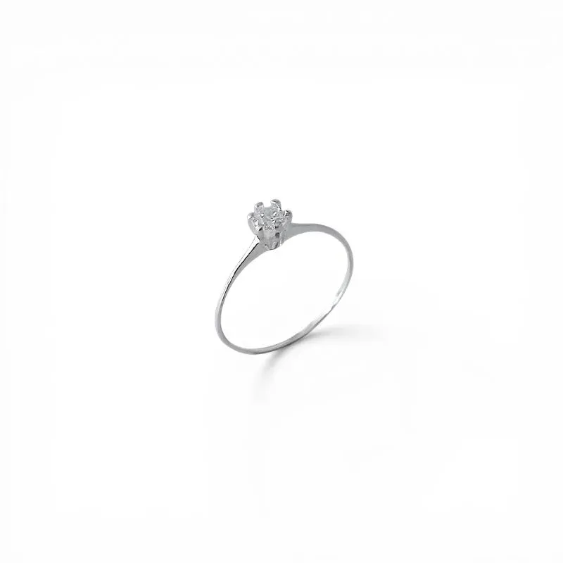 Anel Solitário Prata 925 com Zircônia Tam27