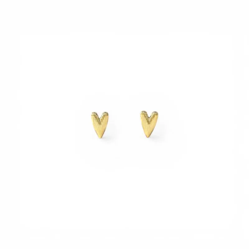 Brinco Coração Texturizado Linhas Banhado a Ouro 18k
