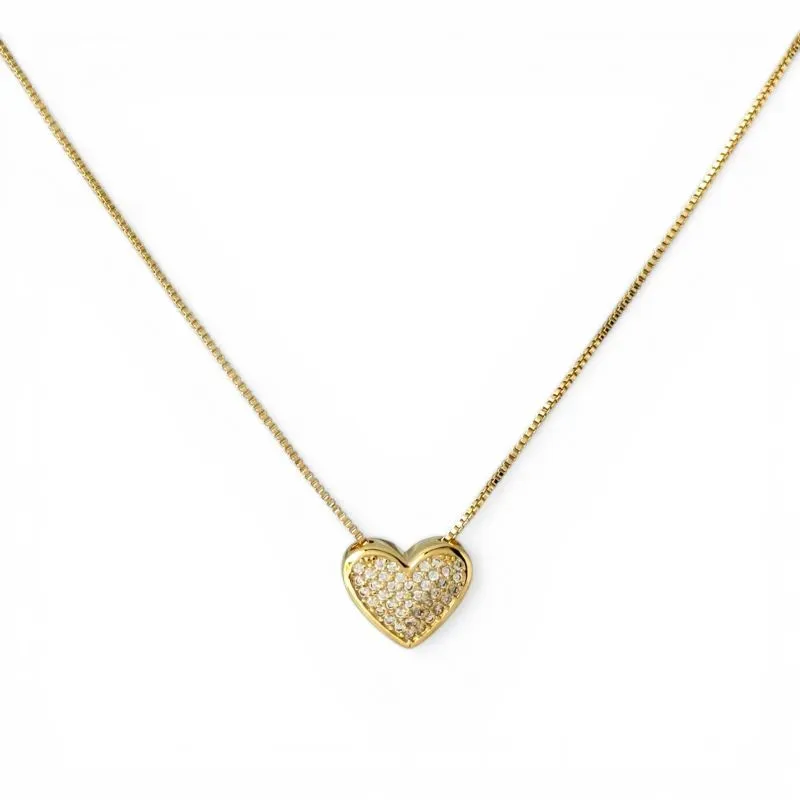 Colar Coração Banhado a Ouro 18k com Zircônias