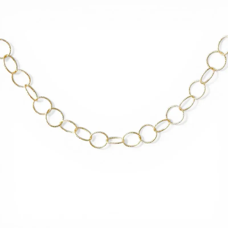Colar de Elos Redondos Banhada a Ouro 18k Trabalhado