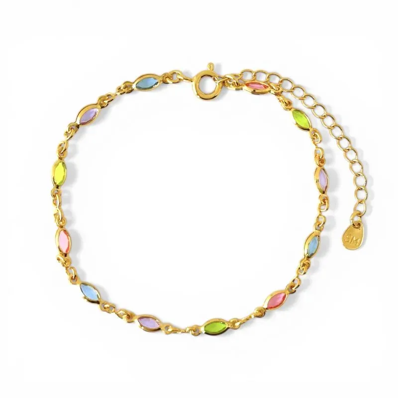 Pulseira Colorida Banhada a Ouro 18k com Zircônias
