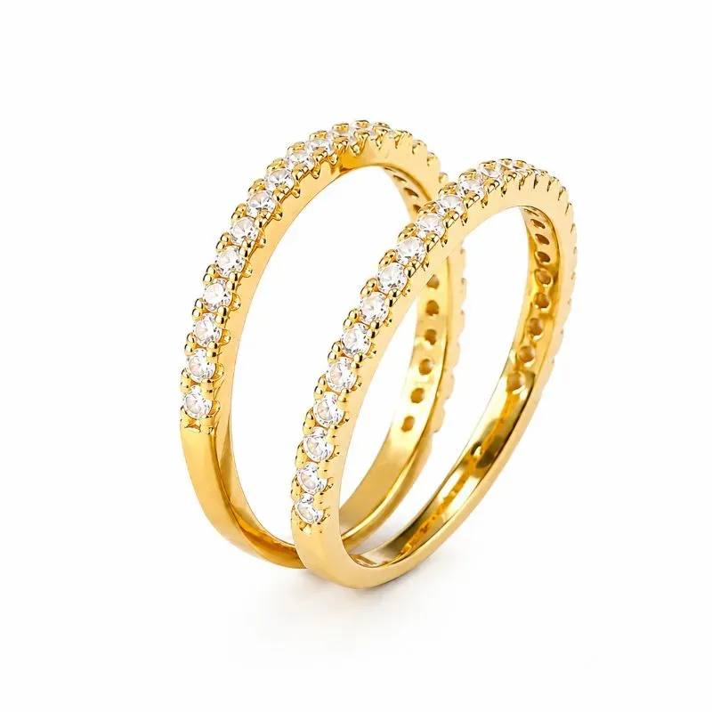 Anel Aparador Banhado a Ouro 18k com Zircônias - Par Tam22