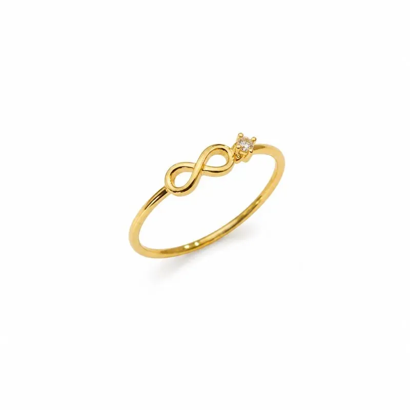 Anel Infinito Banhado a Ouro 18k com Zircônia Tam16