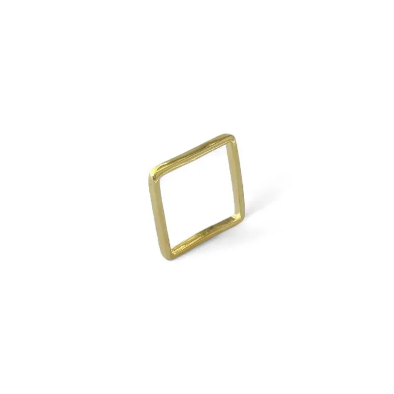 Anel Quadrado Banhado a Ouro 18k Liso