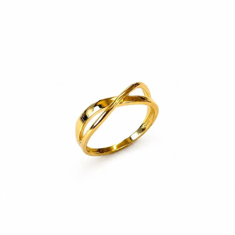 Anel X Liso Banhado a Ouro 18k