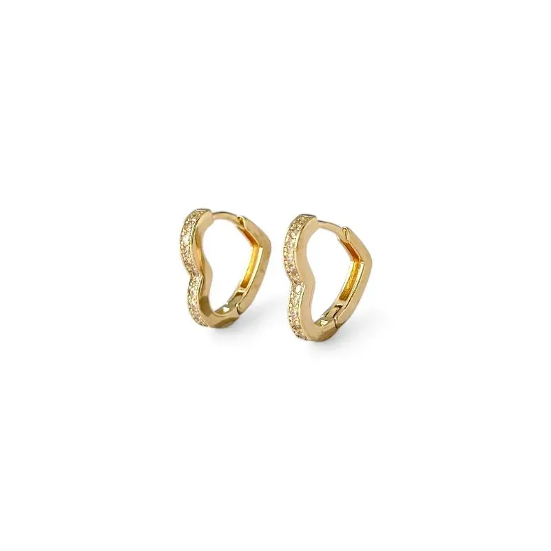Brinco Argola Coração Banhado a Ouro 18k com Zircônias - 1,6cm