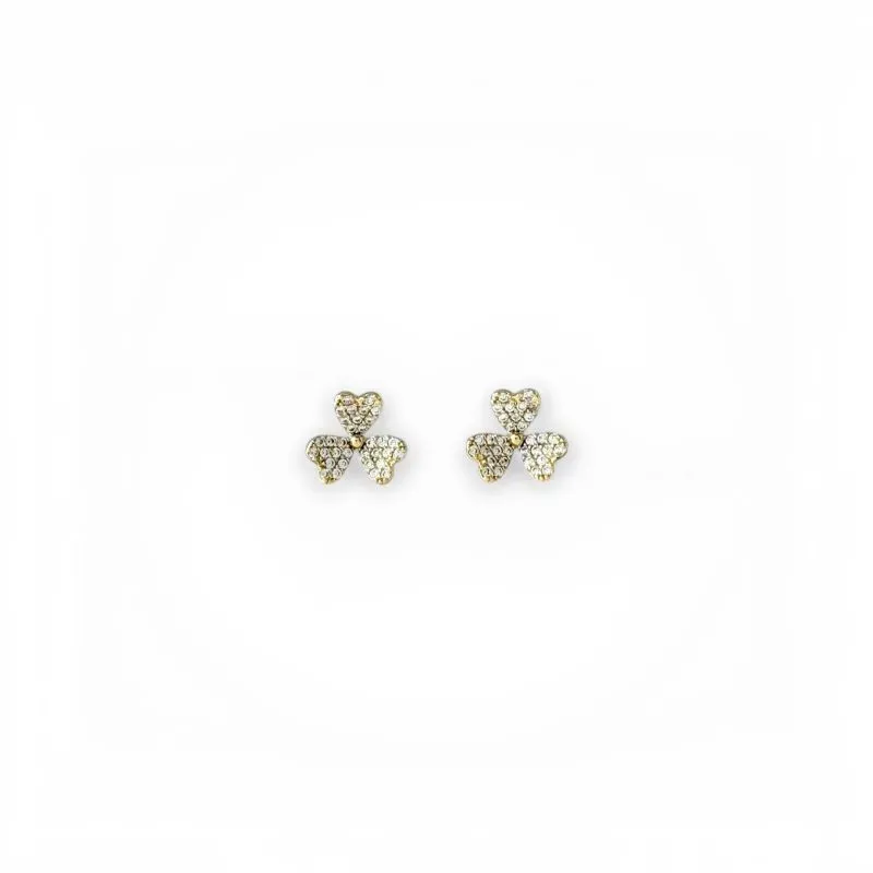 Brinco Flor Trevo Banhado a Ouro 18k com Zircônias