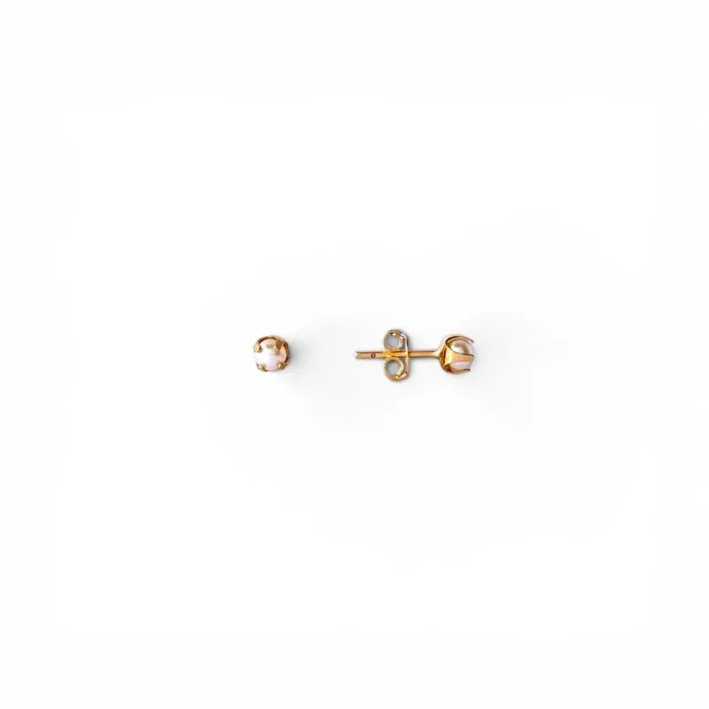 Brinco Pérola Infantil e Adulto Banhado a Ouro 18k com Detalhe - 4mm