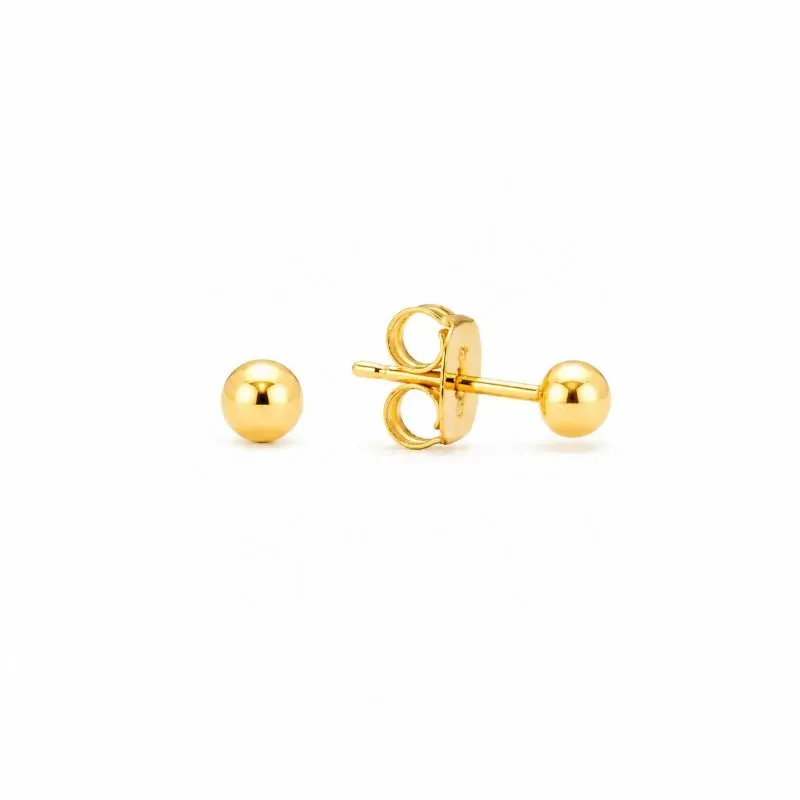 Brinco Infantil Bolinha Banhado a Ouro 18k - 3mm