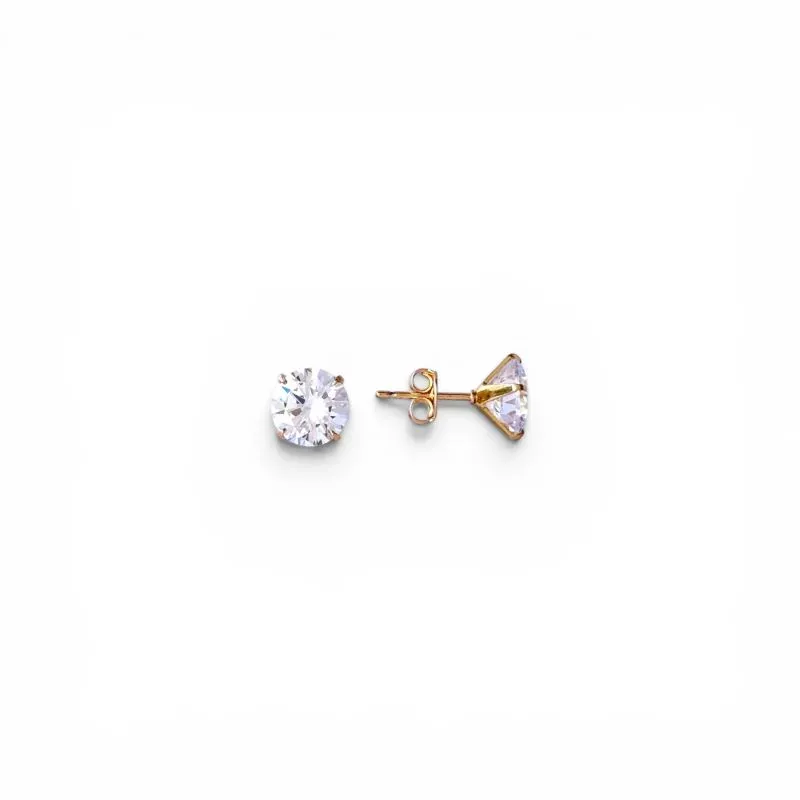 Brinco Ponto de Luz Banhado a Ouro 18k com Zircônia - 8mm