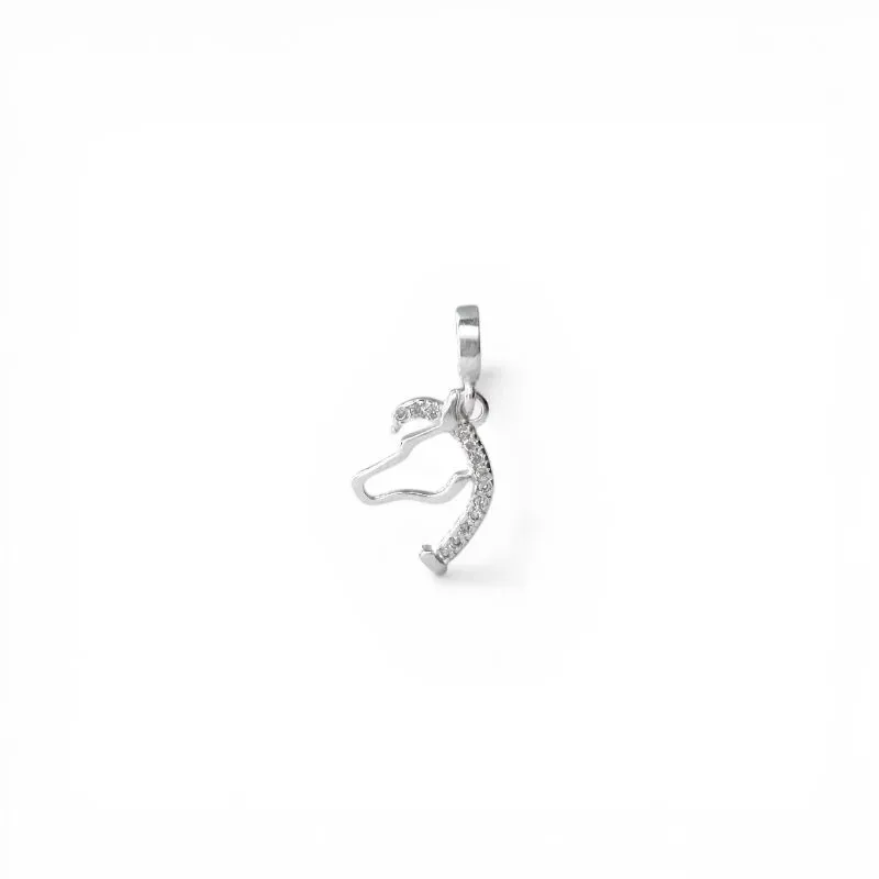 Pingente Berloque Cavalo Prata 925 com Zircônias