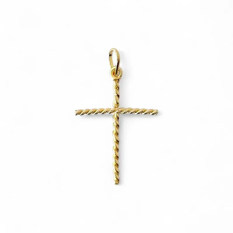 Pingente Cruz Banhado a Ouro 18K Crucifixo Torcido