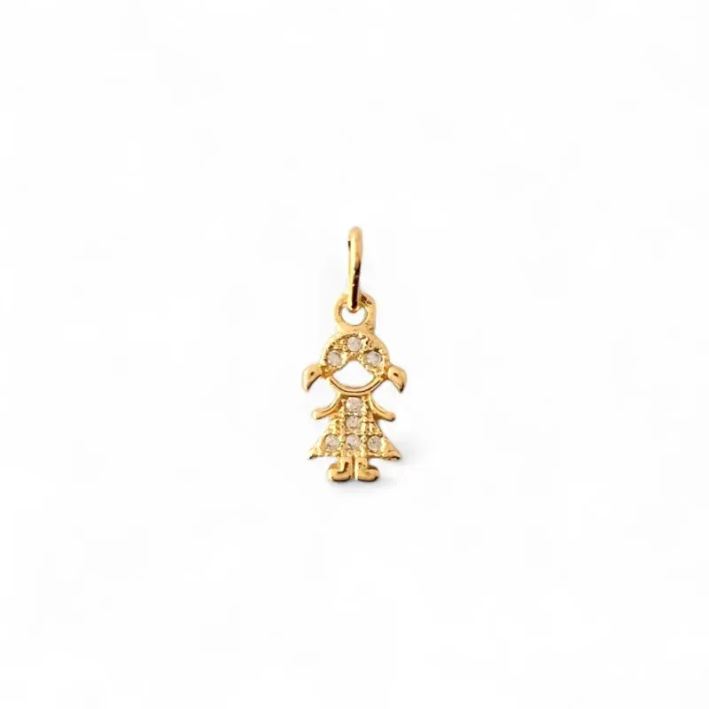 Pingente Menina Banhado a Ouro 18k com Zircônias