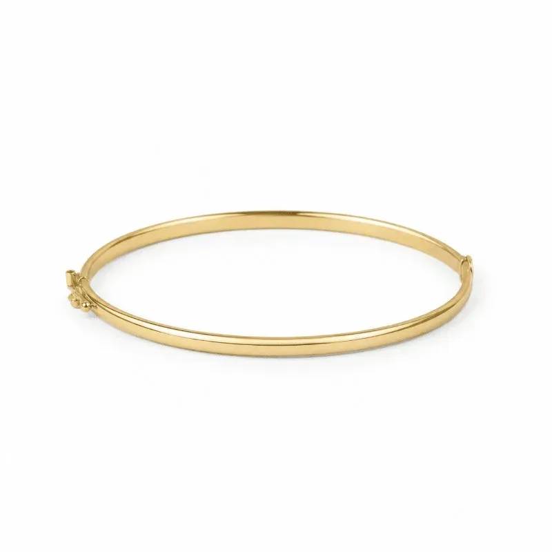 Pulseira Bracelete Liso Banhado a Ouro 18k com Fecho