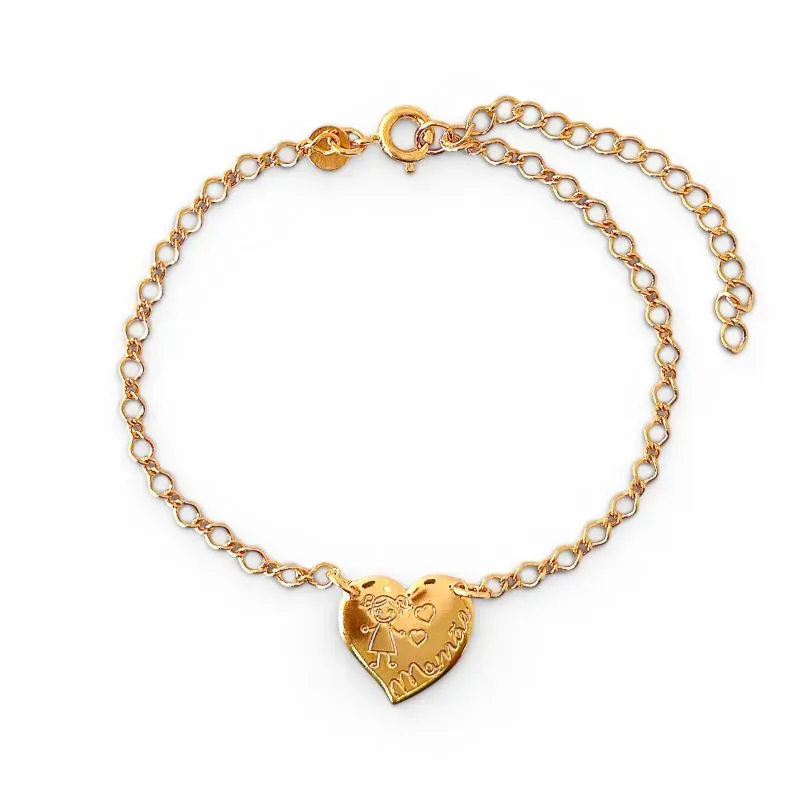 Pulseira Menina Coração Banhada a Ouro 18k