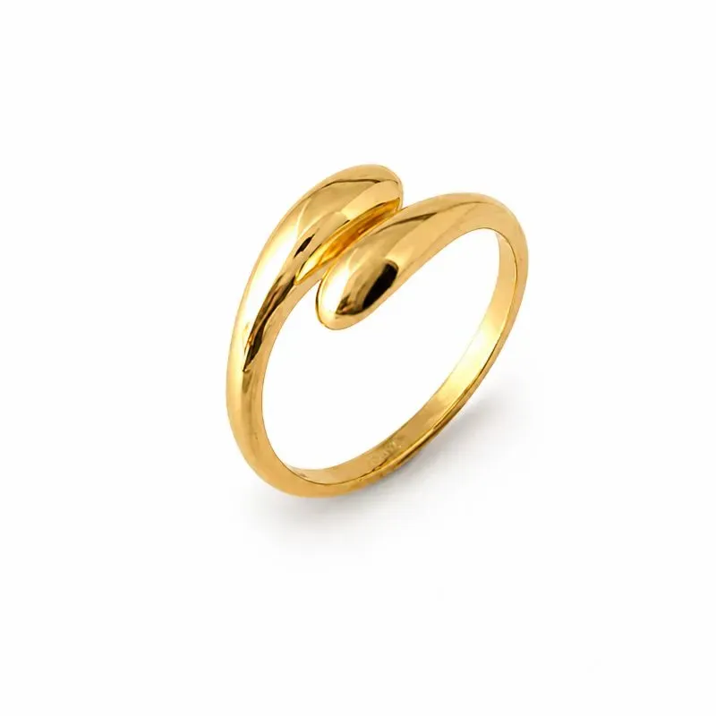 Anel Aberto Estilo Gota Banhado a Ouro 18k