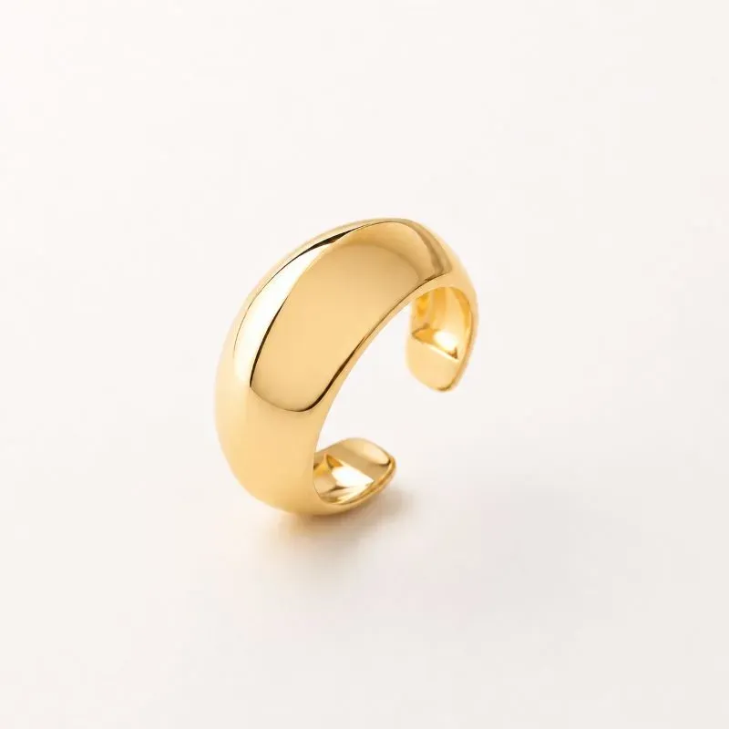 Anel Angular Orgânico Regulável Banhado a Ouro 18k
