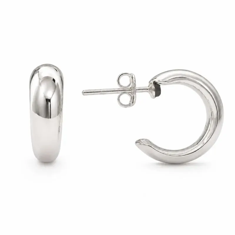 Brinco Argola Larga Aberta Lisa Folheado a Prata - 1,5cm