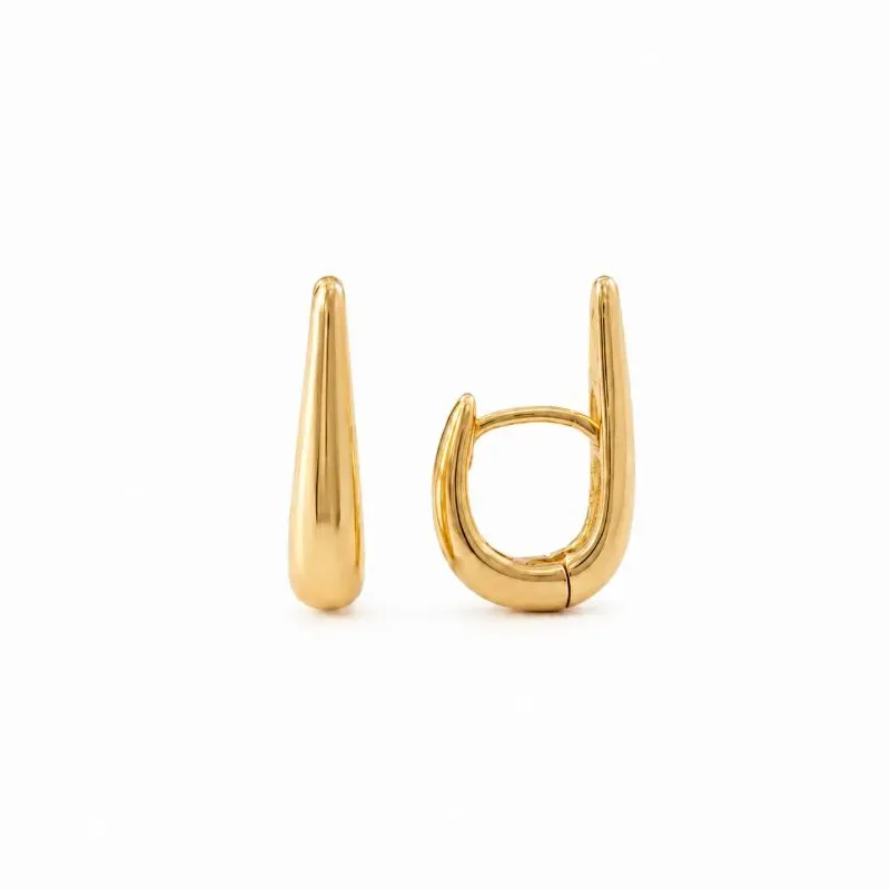 Brinco Argola Estilo Gota Banhada a Ouro 18k - 1,7 cm