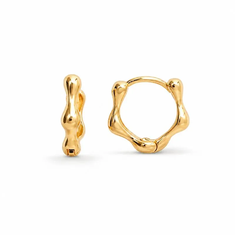 Brinco Argola Orgânico Banhado a Ouro 18k - 1,2 cm