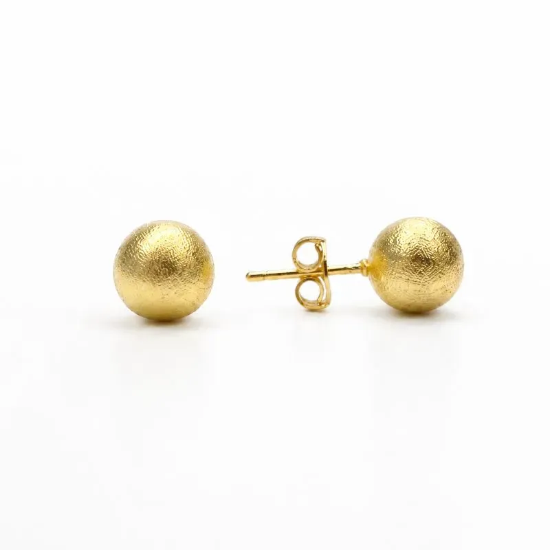Brinco Bola Fosqueado Banhado a Ouro 18k - 8 mm