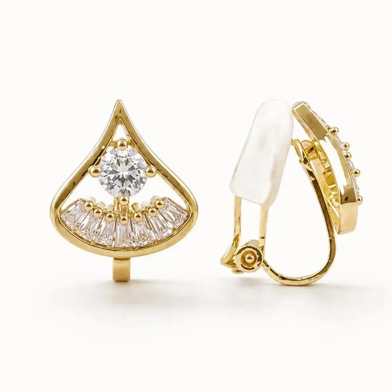 Brinco Pressão Gota Banhado a Ouro 18k com Zircônia - 1,1 cm
