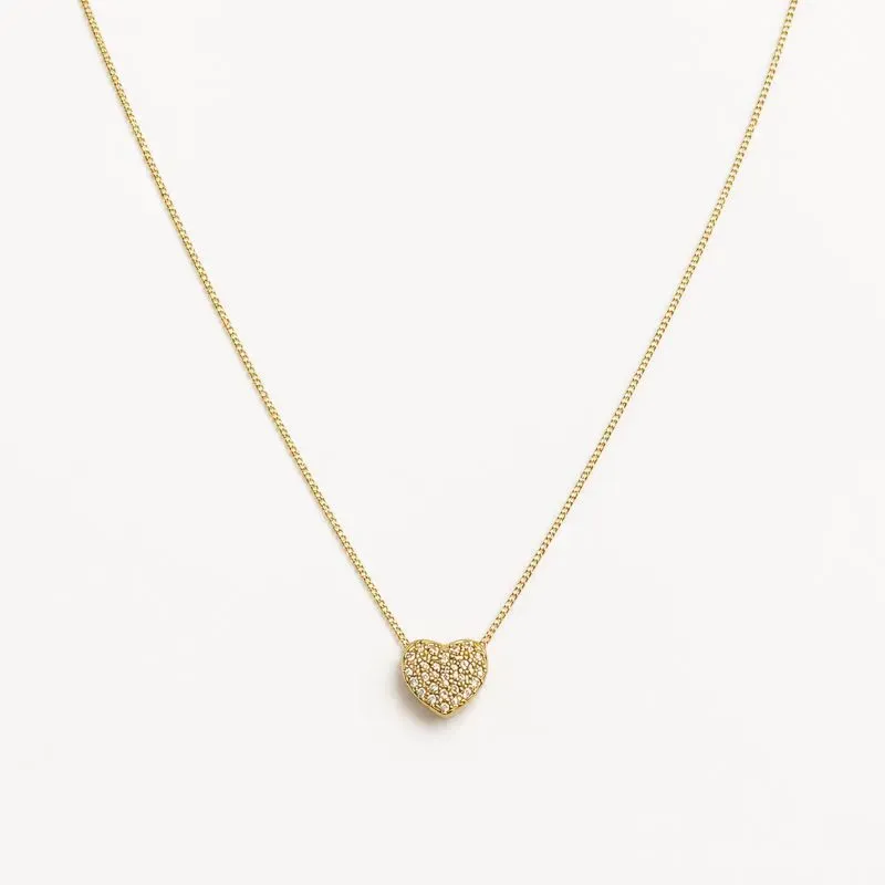 Colar Coração Cravejado Banhado a Ouro 18k com Zircônias - 45cm + 5cm (alongador)
