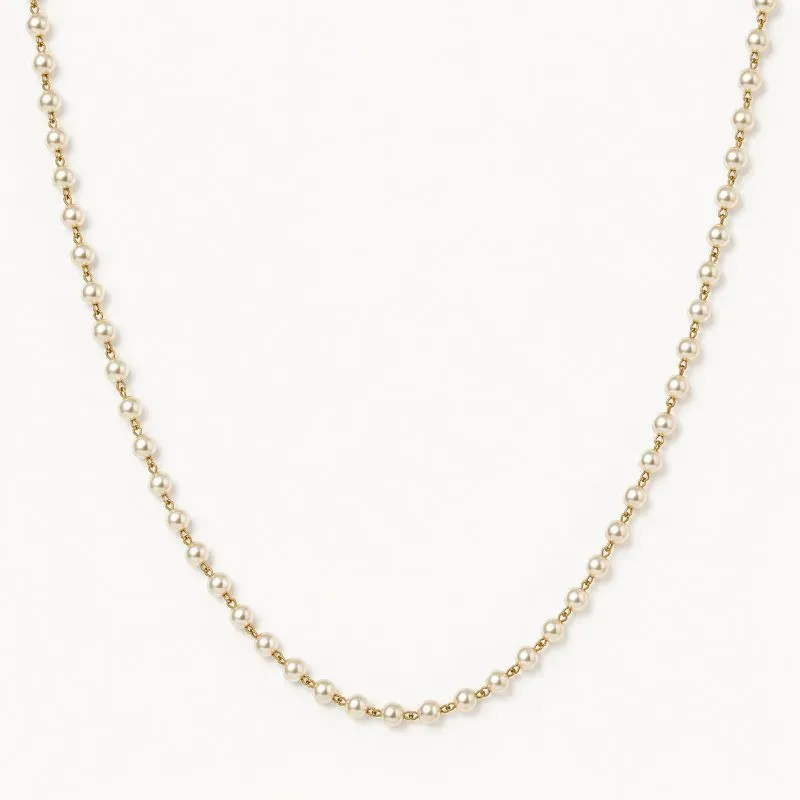 Colar Perolas Banhado a Ouro 18k - 42 cm + 5 cm (Alongador)