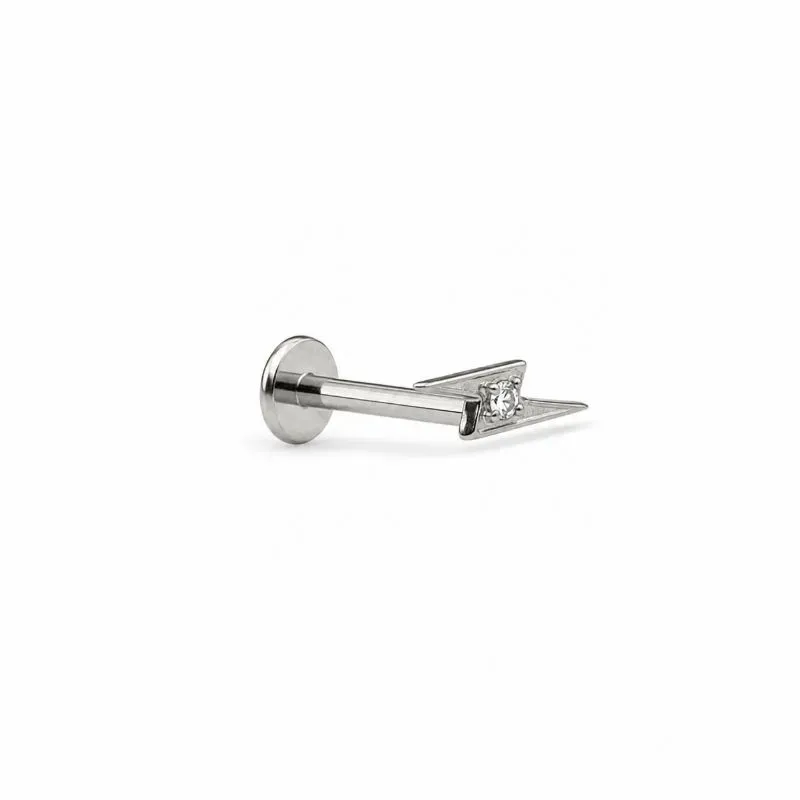 Piercing Flat Raio Prata 925 + Aço Cirúrgico com Zircônia - 8 mm