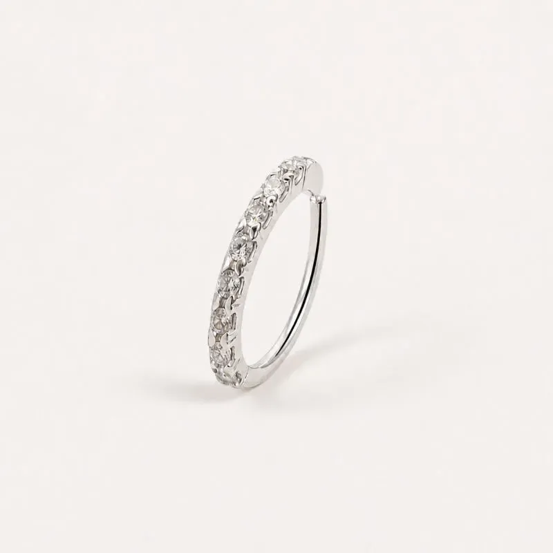 Piercing Nariz Cravejado Prata 925 com Zircônias - 1 cm