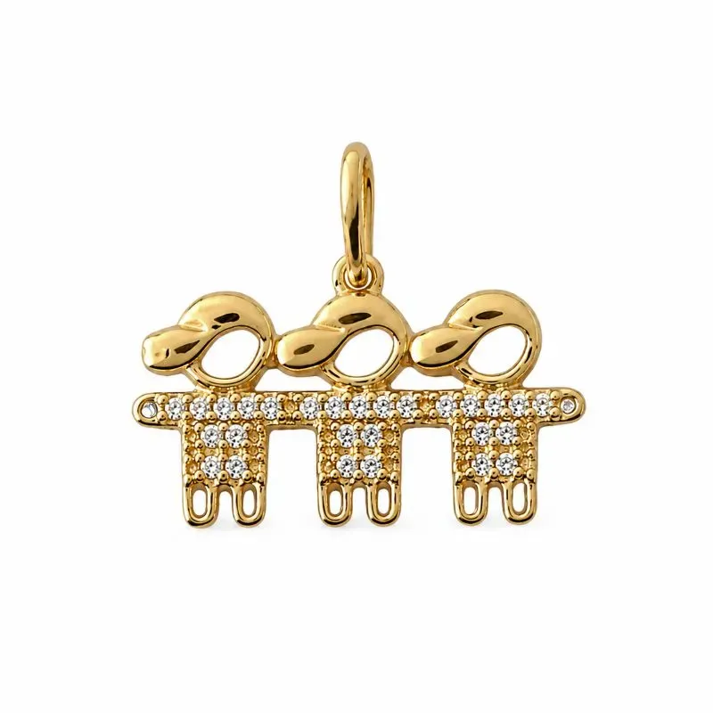 Pingente 3 Meninos Banhado a Ouro 18k com Zircônias - 1 cm