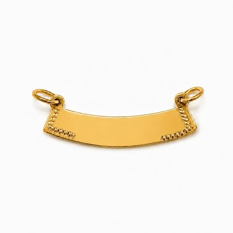 Pingente Chapa Canto Trabalhado Banhada a Ouro 18k - 2,5cm