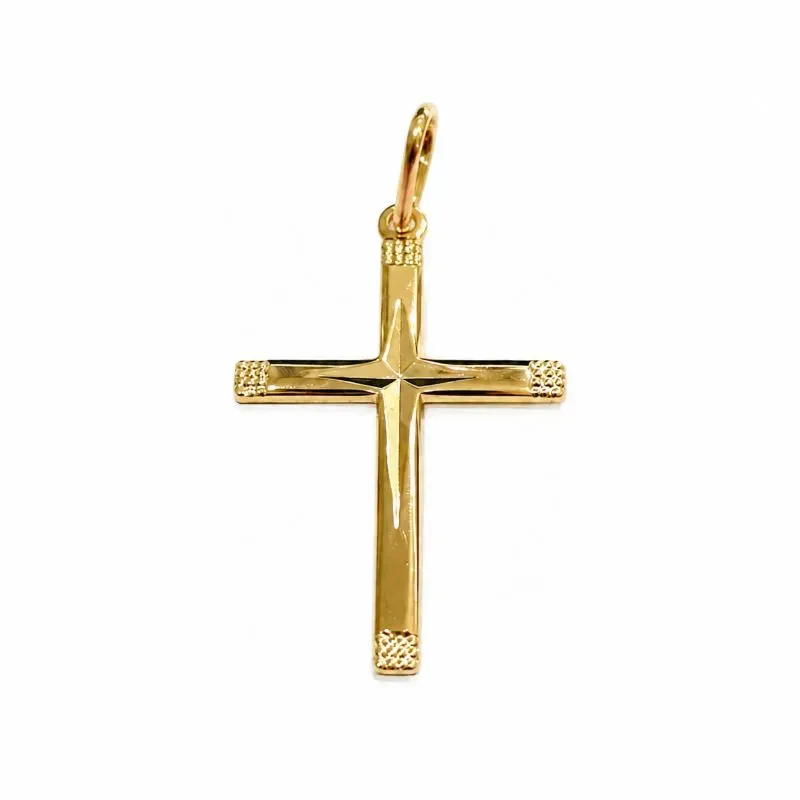 Pingente Cruz Crucifixo Trabalhado Banhado a Ouro 18k - 2,5 cm