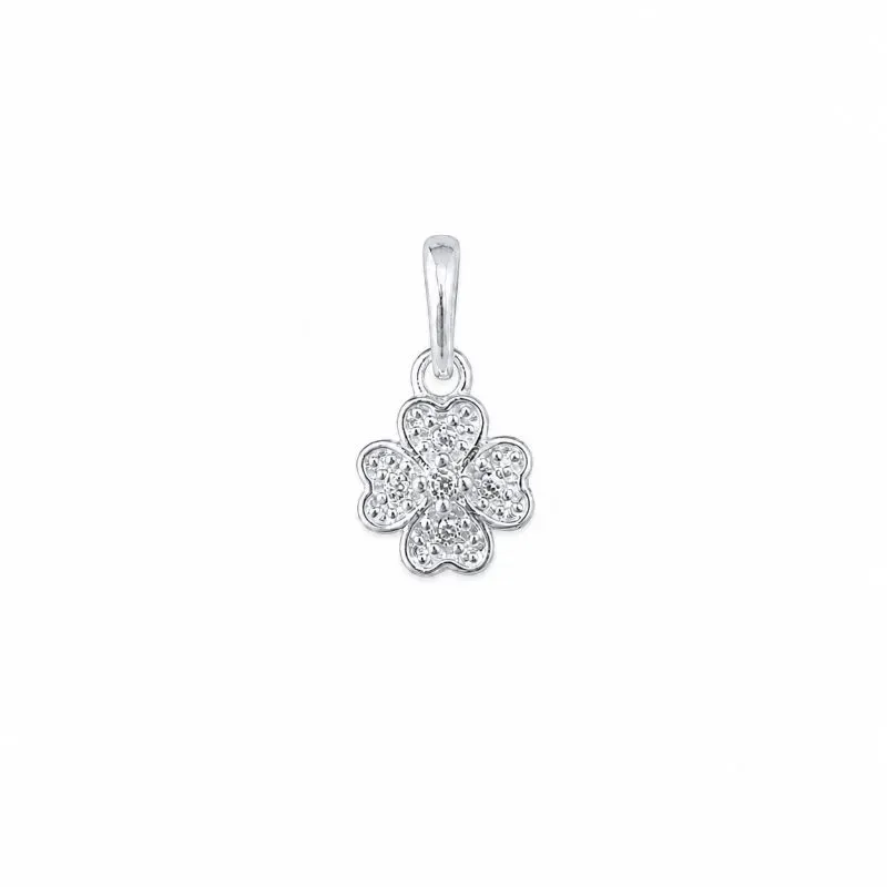 Pingente Trevo 5 Pedras Prata 925 com Zircônias - 8 mm