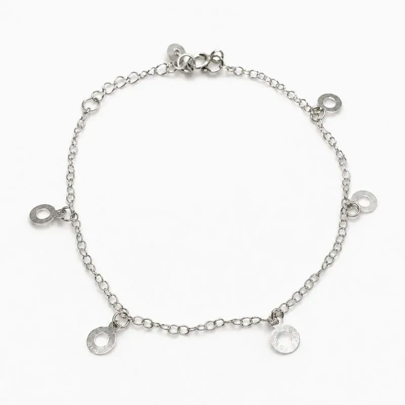 Pulseira com Circulo Vazado Prata 925 - 16cm + 2cm (Alongador)