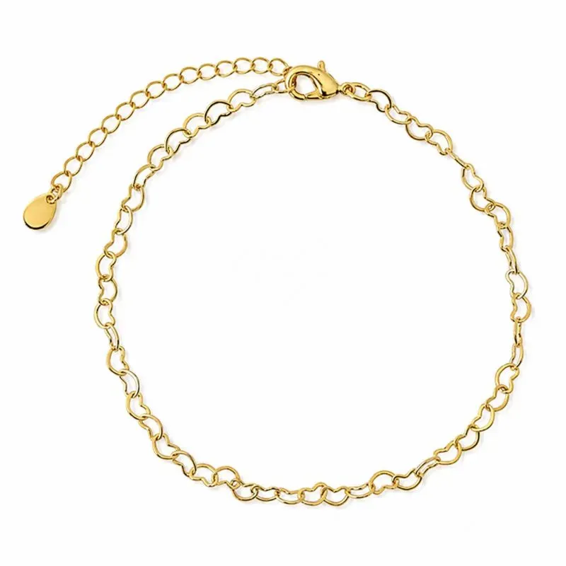 Pulseira Elo Coração Banhada a Ouro 18k - 16 cm + 4 cm (Alongador)