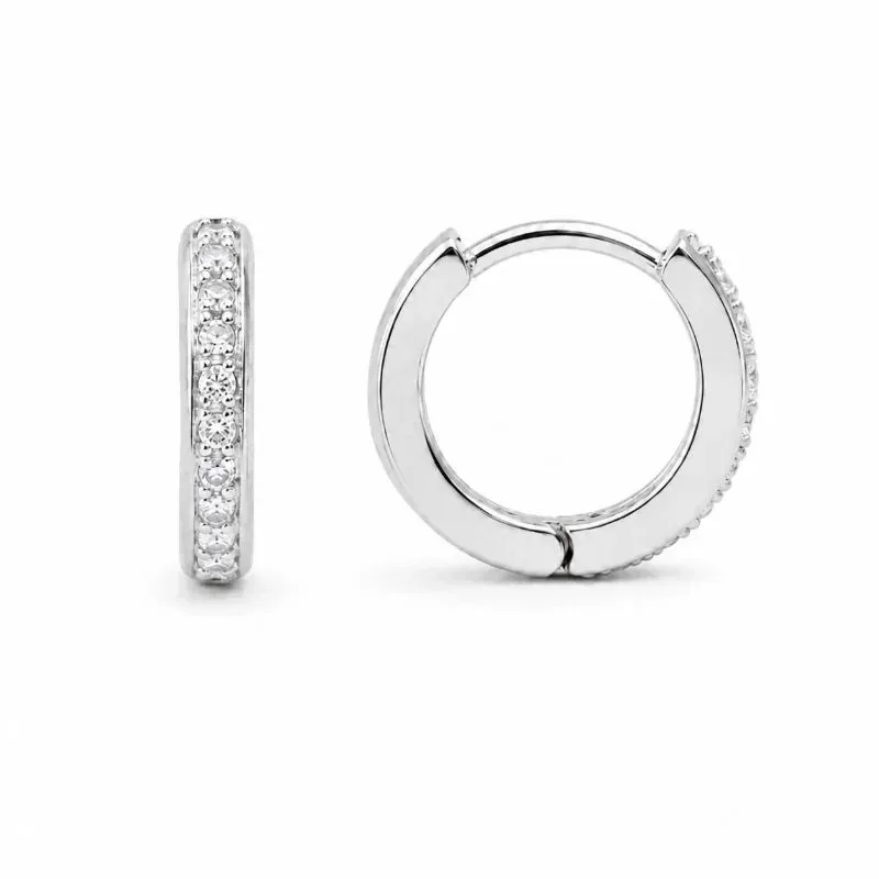 Brinco Argola 1 Linha de Pedras Prata 925 com Zircônias - 1,5 cm